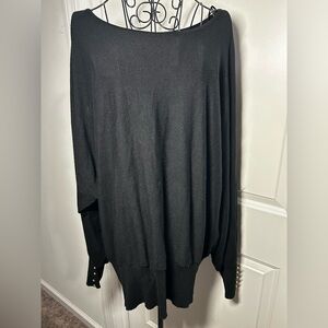 Joseph A Oversized Black Sweater with Gold Button Accents